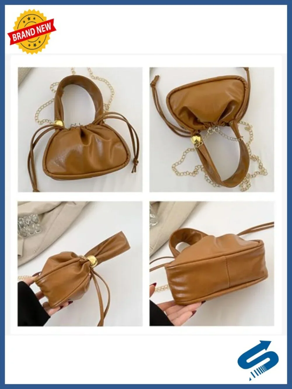 PU Leather Drawstring Bucket Bag - Crossbody Shoulder Satchel